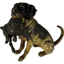 Austrian Cold Painted Bronze Hunting Dog Pointer With Rabbit Prey