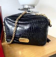 Moschino Love Sac Noir Anse Métal Chaîne bag borsa vintage  Croco