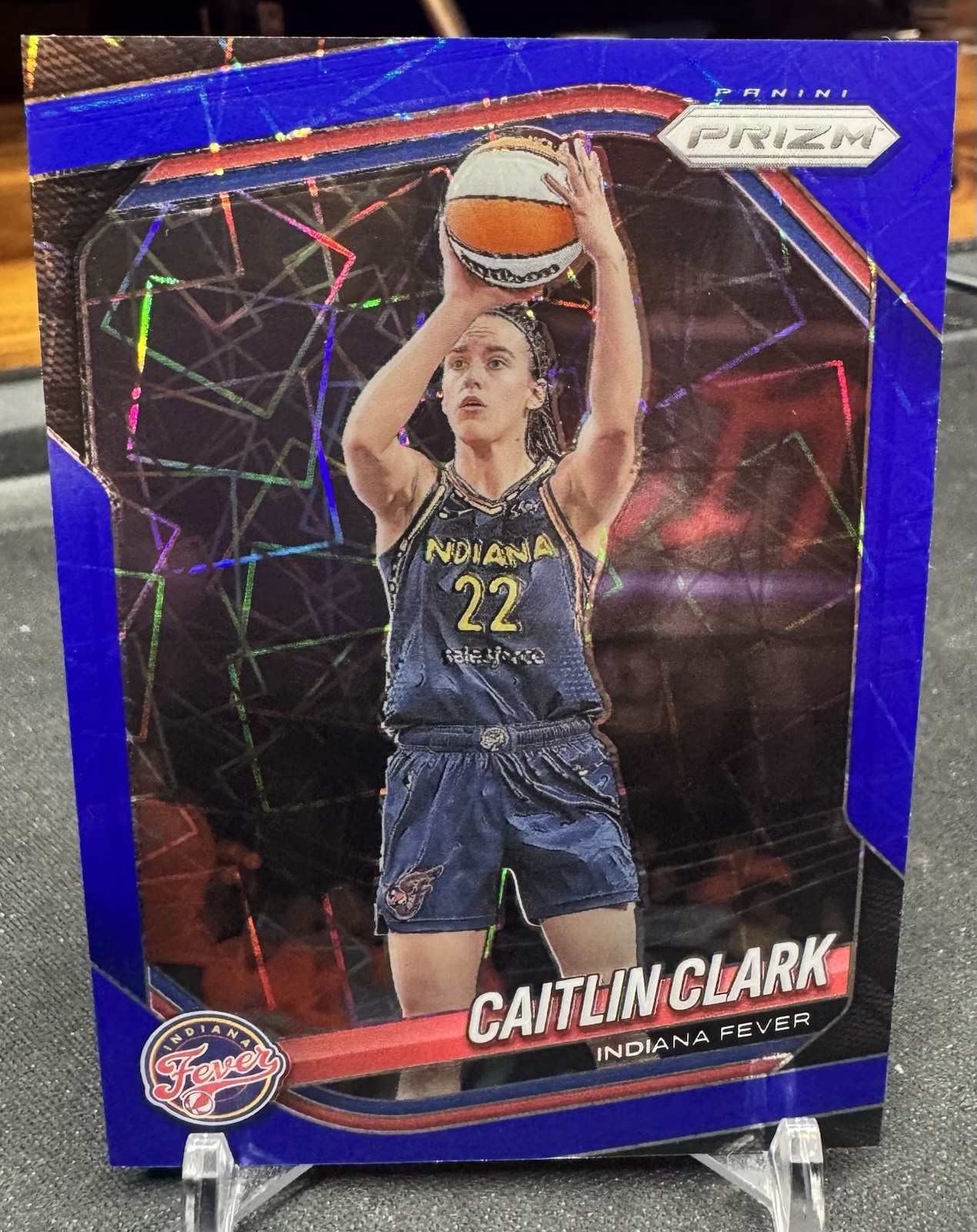 Caitlin Clark 2025 Panini Prizm WNBA #22 Blue Velocity Prizm Indiana Fever