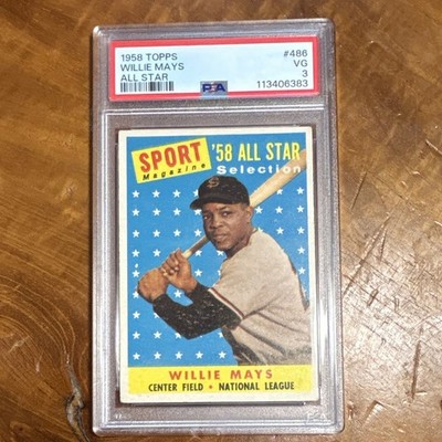 Topps 1958 Topps #486 Willie Mays PSA 3 Graded San Francisco Giants All-Star