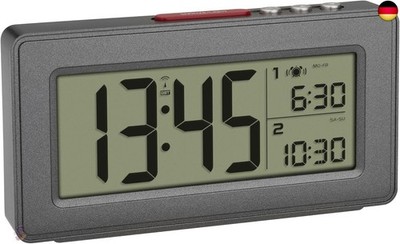 TFA Dostmann Digitaler Funk-Wecker mit 2 Weckzeiten, 60.2563, mit Wochenend