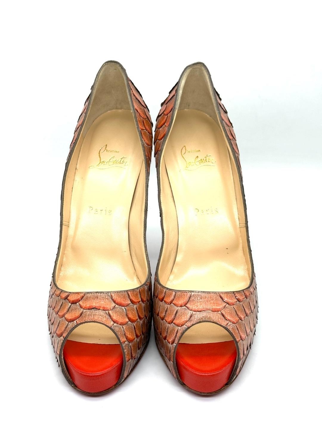 Christian Louboutin VERY PRIVE Python Fairy Tale Platform Heels Pumps Shoe $1395 image 5