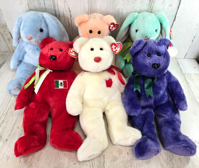 Ty Beanie Buddy Lot of 6 Employee, Osito, Valentino,Flippity,Dearest,Hippity