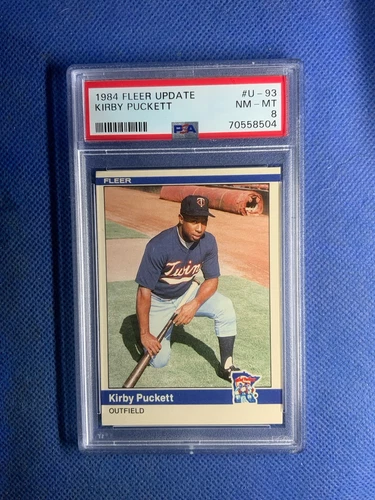 1984 KIRBY PUCKETT ROOKIE PSA 8 NM-MT FLEER UPDATE HOF U-93