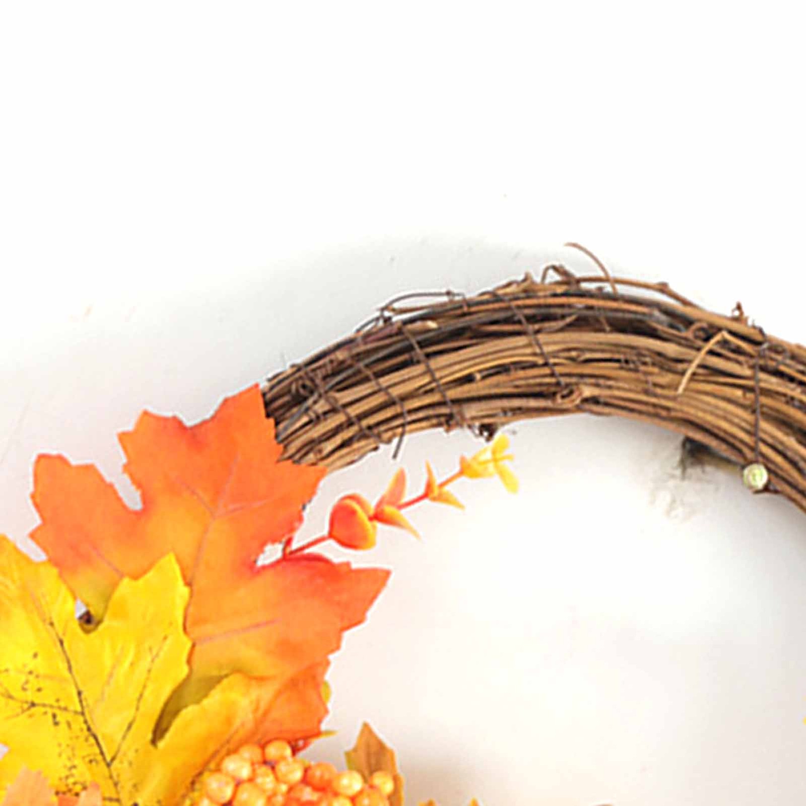 NEW 12 Inch Fall Wreath Lifelike Pumpkin Maple Leaves Harvest Wreath Autumn