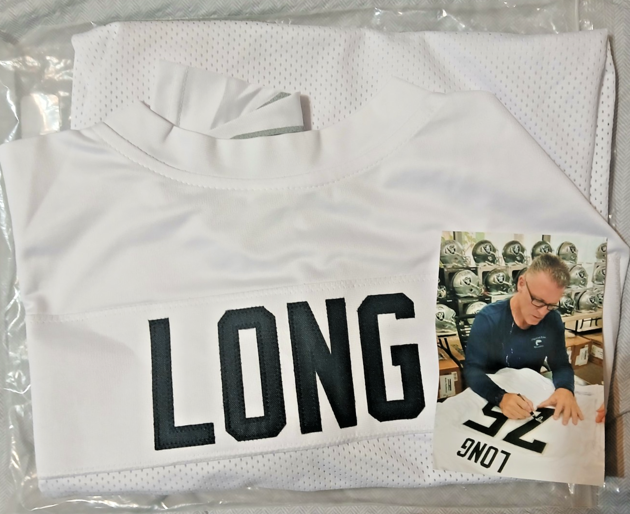 Howie Long Autographed Signed Oakland Raiders , Raiders White Pro Style Jersey- Beckett Authenticated 