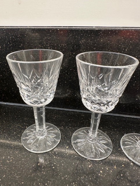 8 Vintage Marked Waterford Ireland Cut Crystal Lismore 3.5" Apertif Cordials