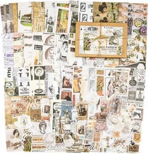 Knaid 200 Pieces Vintage Ephemera Pack Decoupage Paper Junk Retro Style 