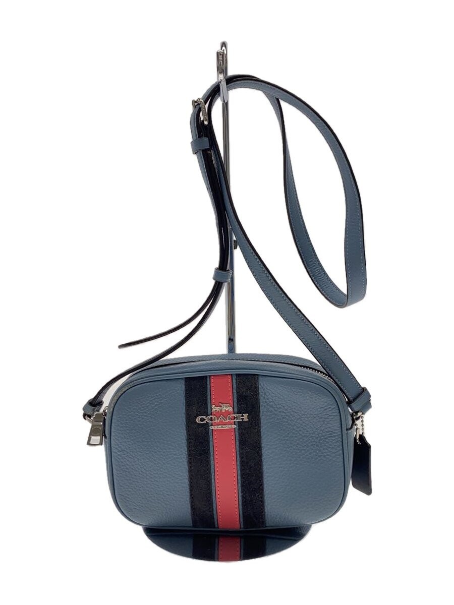 COACH Mini Janie Camera Bag Shoulder Bag Leather Blue CB868 Scratched