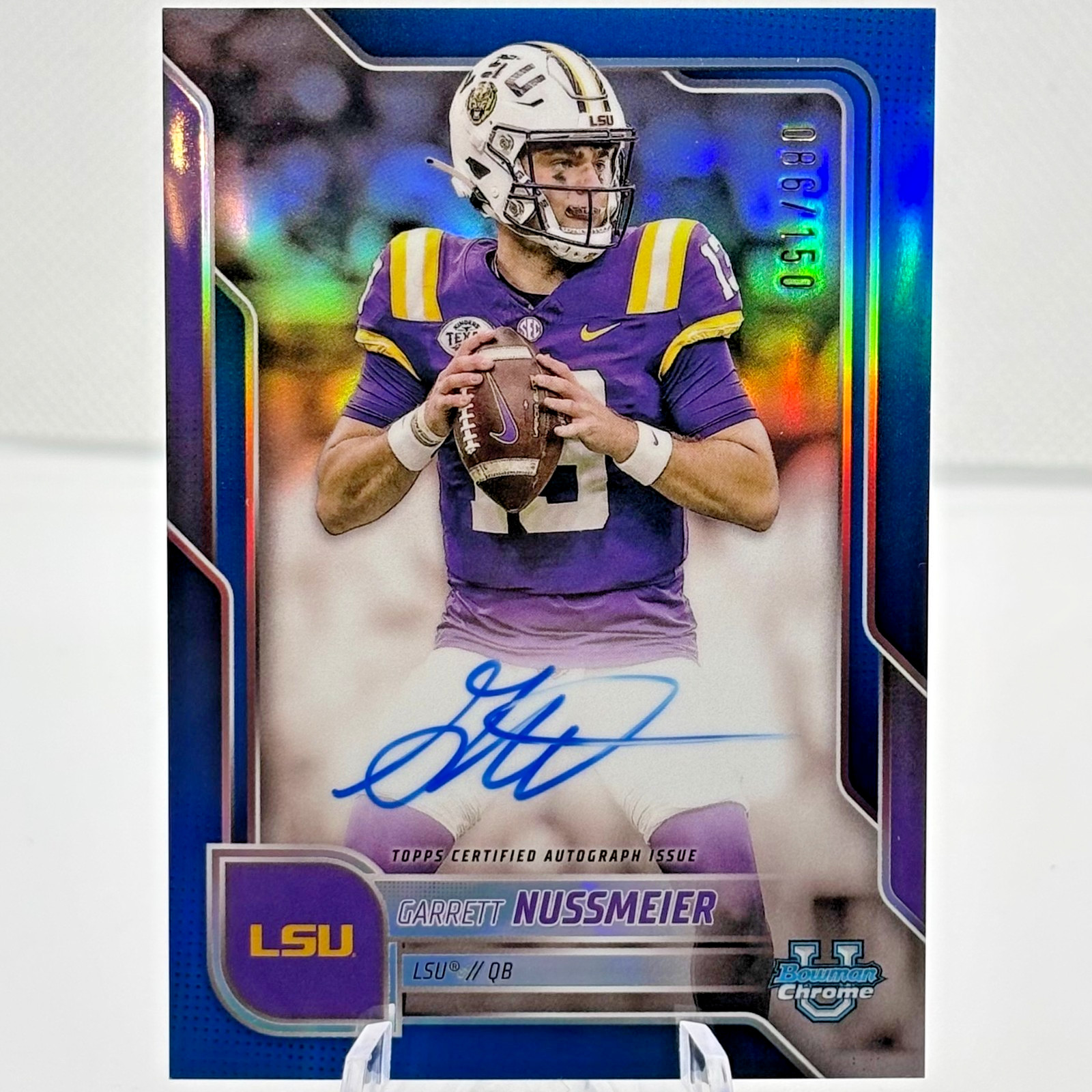 2025 Bowman U Chrome Garrett Nussmeier #BCA-GN Blue Refractor Auto 086/150