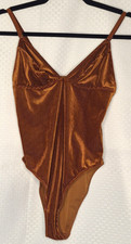 Out From Under Urban Outfitters S/P Shimmer Bodysuit Spaghetti Strap Copper Rust