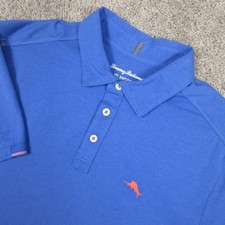 Tommy Bahama Polo Shirt Mens Medium Blue Solid IslandZone 37.5 Tech Golf Marlin
