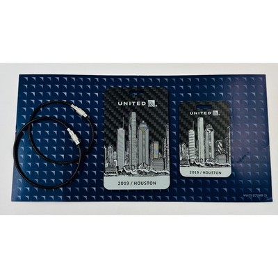 2019 Houston United Airlines Global Services Carbon Fiber Luggage Tags SET OF 2