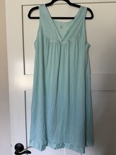 VTG Vanity Fair Sleeveless Nightgown Empire Mint Floral Size Large Cottagecore