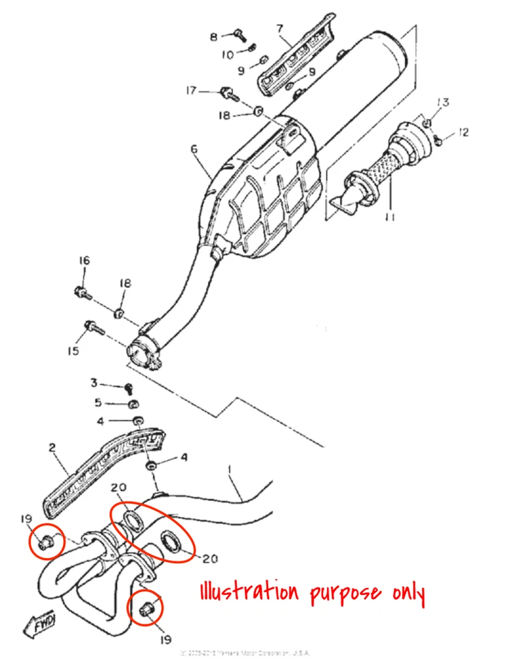 Juego de reparación de juntas de colector de escape Yamaha XT/T/XTZ/SRX (ver tabla de montaje) Foto 2 de 2