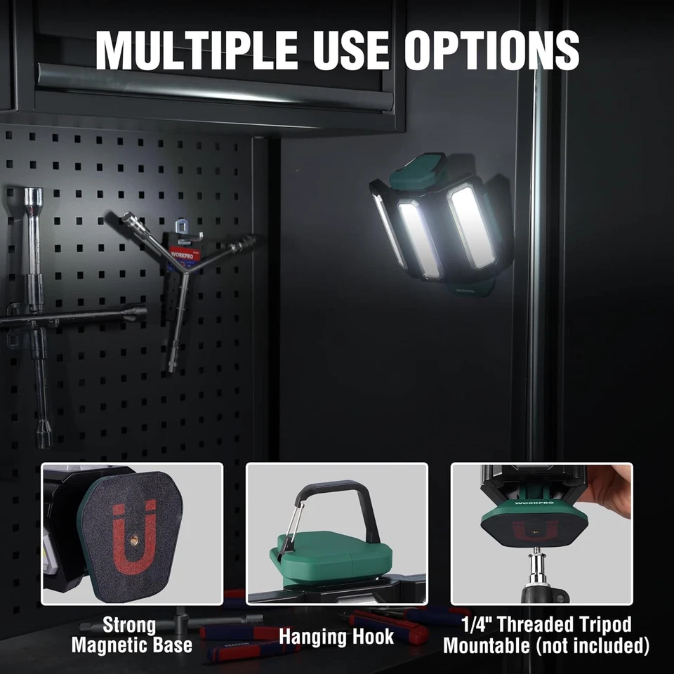 WORKPRO 1200lumen Rechargeable USB-C LED Work Light Foldable Magnetic Flashlight - Image 4 of 4