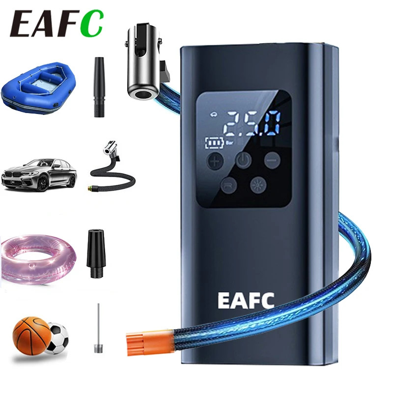 Gonfleur de pneu portable EAFC noir avec compresseur électrique 12V