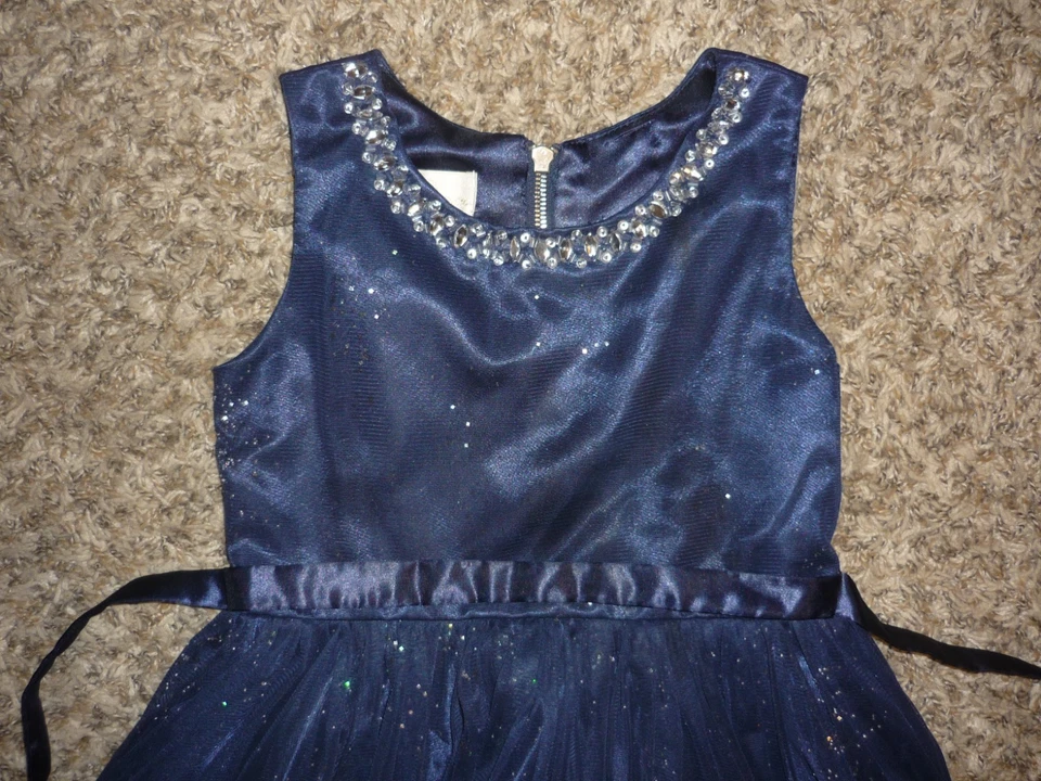 Vestido para niñas American Princes, malla azul marino brillante, fiesta vacaciones, talla 7 Foto 2 de 4