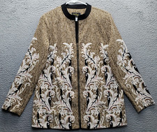 Bob Mackie Wearable Art Jacket Womens Small Multi Baroque Print Full Zip EUC