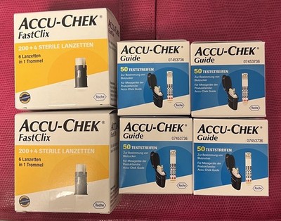 4x50 /200 Stück ACCU-CHEK Guide +2xFastClix 200+4. Blutzuckerteststreifen