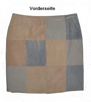 Jupe Longue Classique Velours et Cuir, Bleu Clair Beige, Taille XL - Photo 1/2