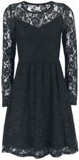 Gothicana by EMP Damen schwarzes Langarm-Kleid tailliert aus Spitze mit