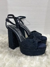 Gianni Bini  Womens Rhinestone Platform Heels Size 6.5 Dark Blue