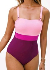 Cupshe Colorblock Pink Berry One Piece Swimsuit Size Large NWT Beach Vacation