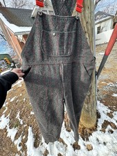 Woolrich Wool Hunting Bibs XL Made In USA 1994 Plaid Wool Overalls Vintage 1994