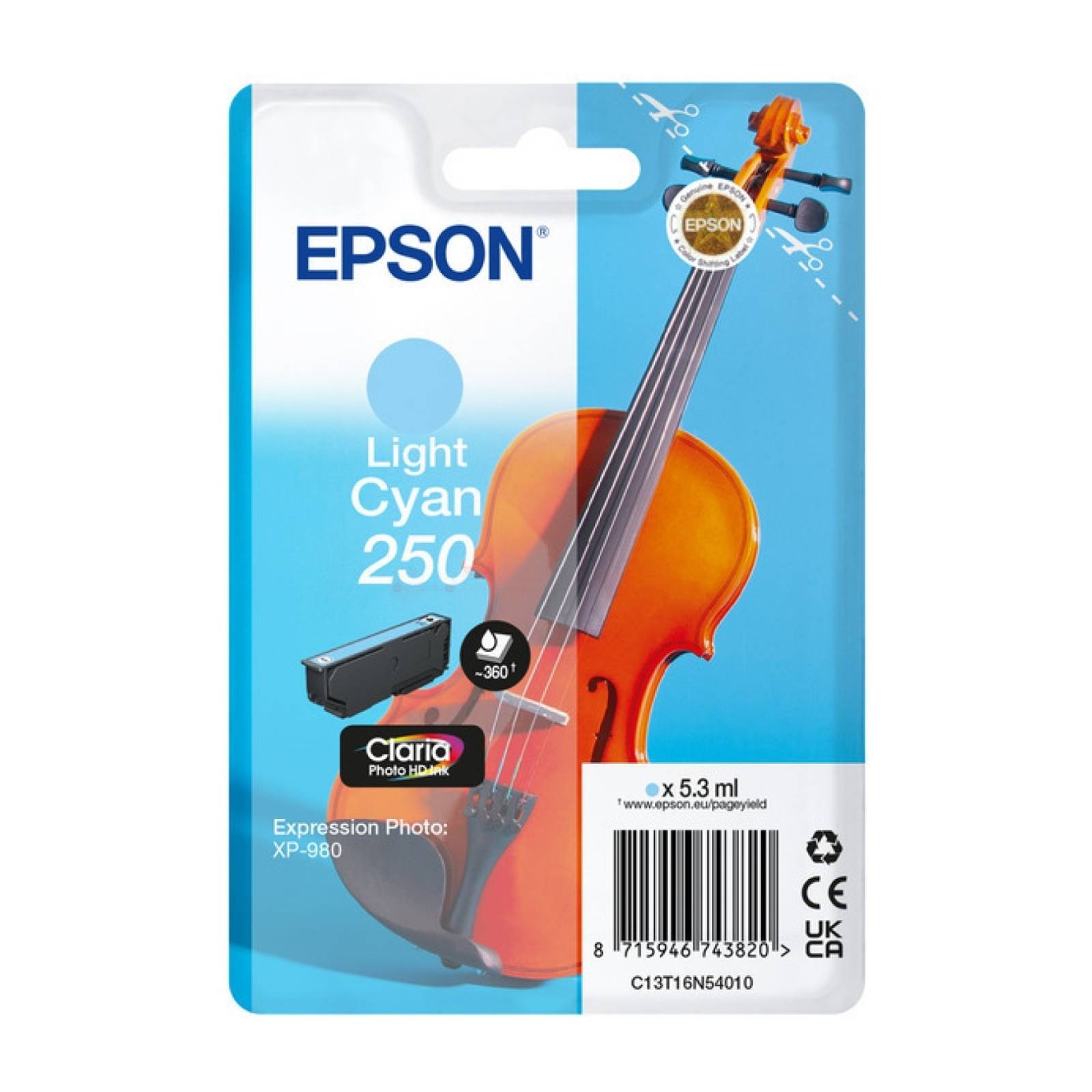 Epson Light/Cyan C13t16n54010/250 Ink Cartridge 360 Pages 5.3Ml For E - Image 2