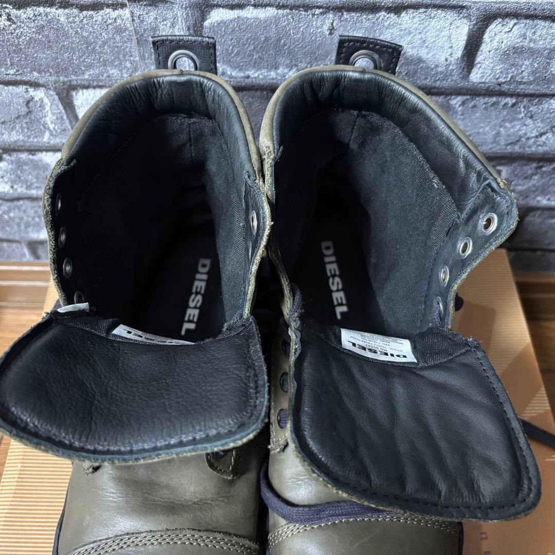 DIESEL H-RUA AM Olive Night Military Boots 27cm Genuine Leather Wide Japan thumbnail 3