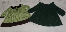 Carter's Green Dress Lot Brown Flower Gold Butterfly 3 6 3-6 months W25
