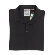 NWT Jungmaven Preston Hemp Cotton Black Short Sleeve Polo Casual Shirt - Slim XL