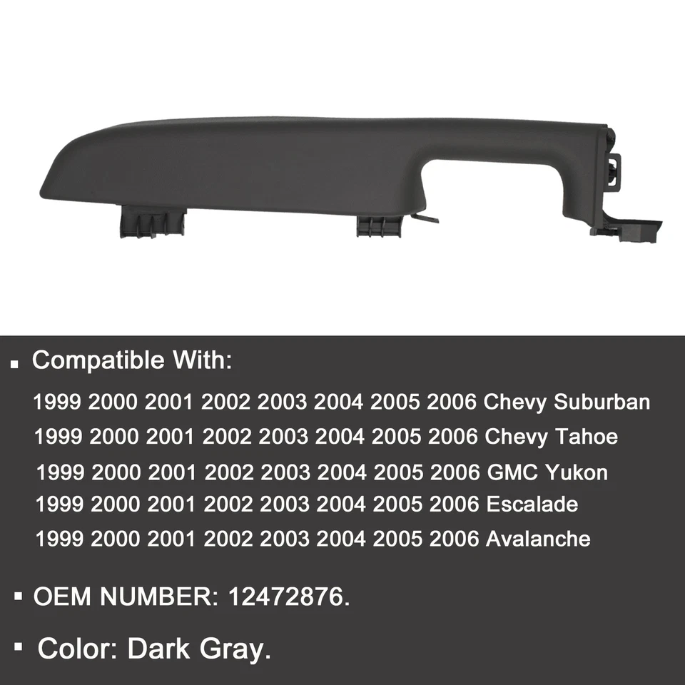 Front Dark Gray  Pair Door Armrest Handle for 99-06 Select Chevrolet/GMC Models - Image 2 of 4
