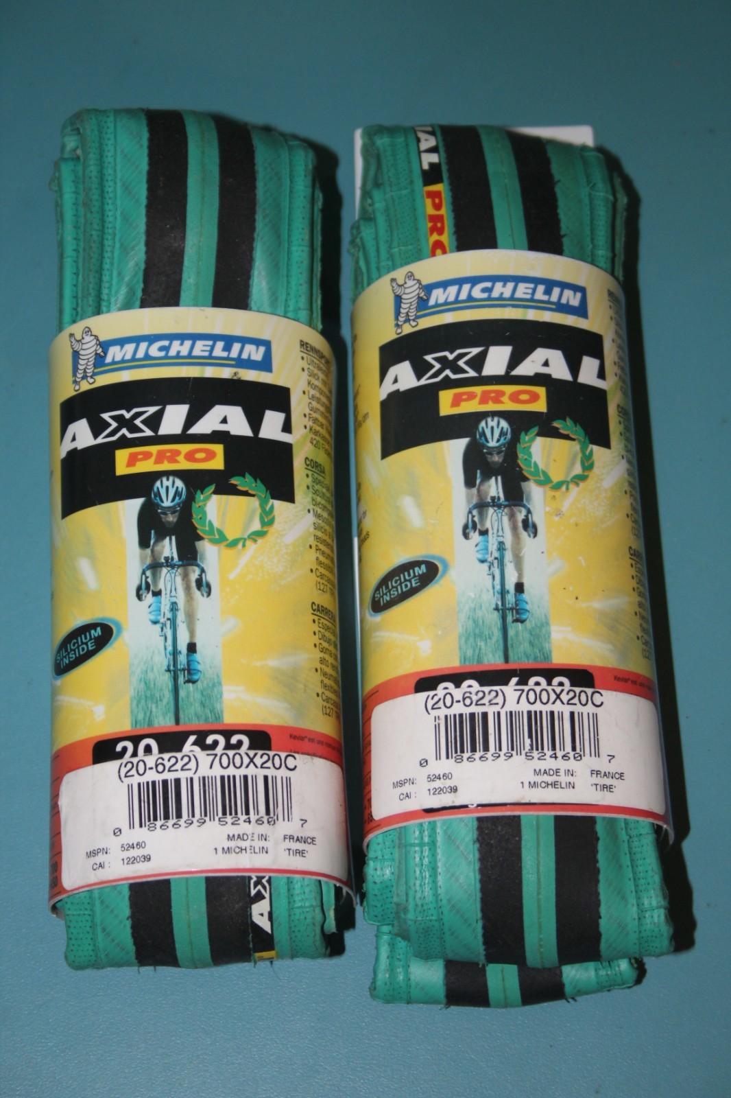 PAIR MICHELIN AXIAL PRO Road Bike Tire 700 x 20C GREEN & BLA