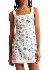 Abercrombie & Fitch Linen Cotton Blend Wide Strap Mini Dress White Size L
