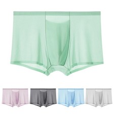 Ice Silk Men's Boxer Briefs Breathable Mid Waist Underwear for Comfort