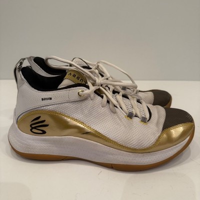 Under Armour Curry Basketball Shoes White Gold Black Micro G Low Top Sneakers