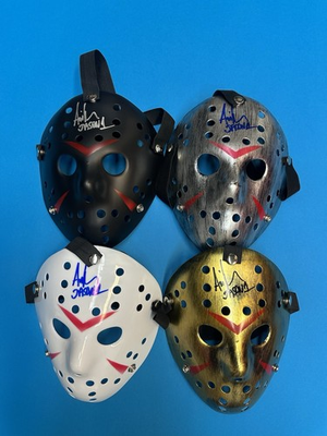 #ad Jason Friday The 13th Masks Set Of 4 Autographed By Ari Lehman Beckett COA $89.00