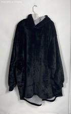 Wavy Big Hoodie Wearable Blanket Black Sherpa Lined Oversized NWT One Size