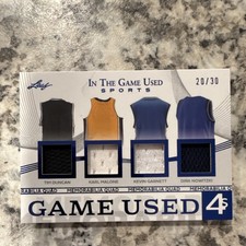 Game used quad patch Tim Duncan, Karl Malone, Kavin Garnett, Dirk Nowitzki