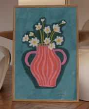 Flower in Pink Striped Vase Printable Wall Art