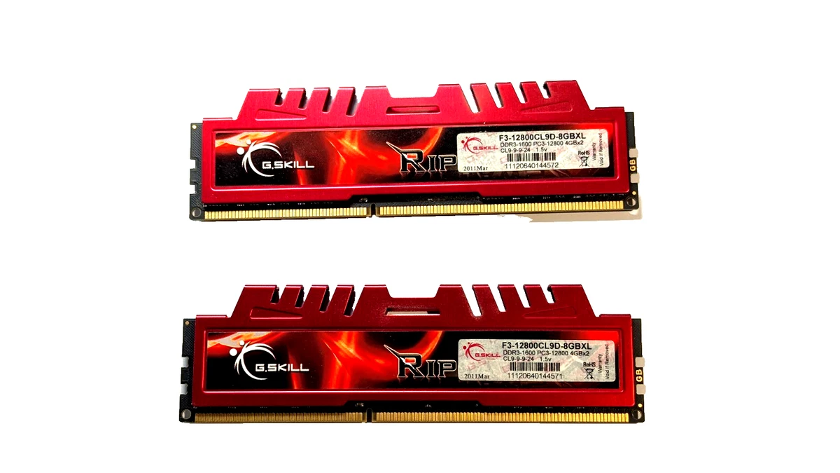 Kit RAM 8GB DDR3 G.SKILL 1600MHz (4x2GB) - Pour PC Gaming Ou Upgrade, En Très Bon état