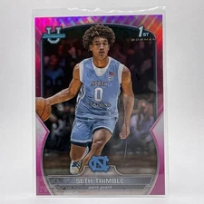 2022-23 Bowman University Chrome Seth Trimble Pink Refractor (RC) NORTH CAROLINA