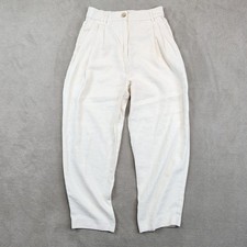 H M Size 4 Cream Pleated Tapered Trousers High Waist Minimalist Workwear Pants