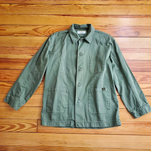 Le Mont Saint Michel Men's Green Cotton Twill Work Jacket Button Pockets M - product listing photo