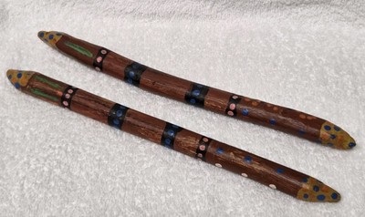  ️AUSTRALIAN ABORIGINAL DOT PAINTING CLAP CLAPPING STICKS MUSIC ADNYAMATHANHA 