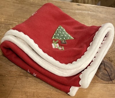 Pottery Barn Kids Red Christmas Burp Cloth Soft Knit Fabric & Velour Backed 2006