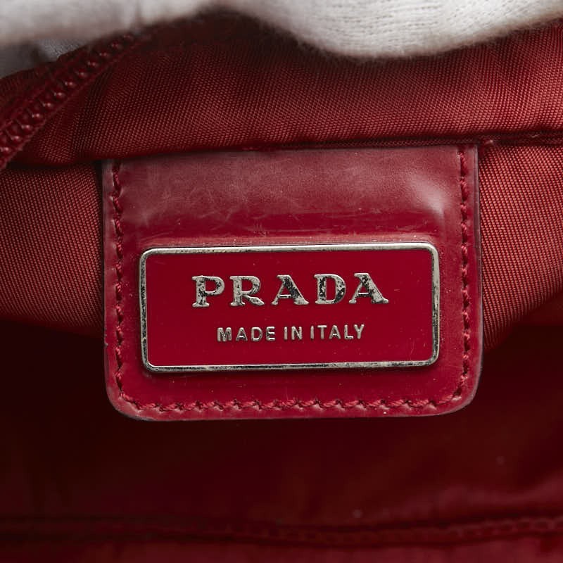 Prada Triangular Logo Plate Red Nylon Shoulder Ba… - image 7