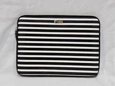 Kate Spade Laptop Sleeve 13" Black White Stripe Padded Zip Case